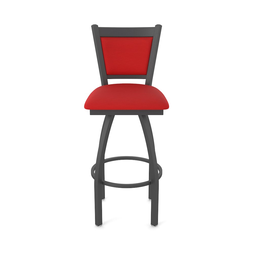 Swivel Counter Stool with Pewter Finish and Canter Red Seat and Back. Picture 5