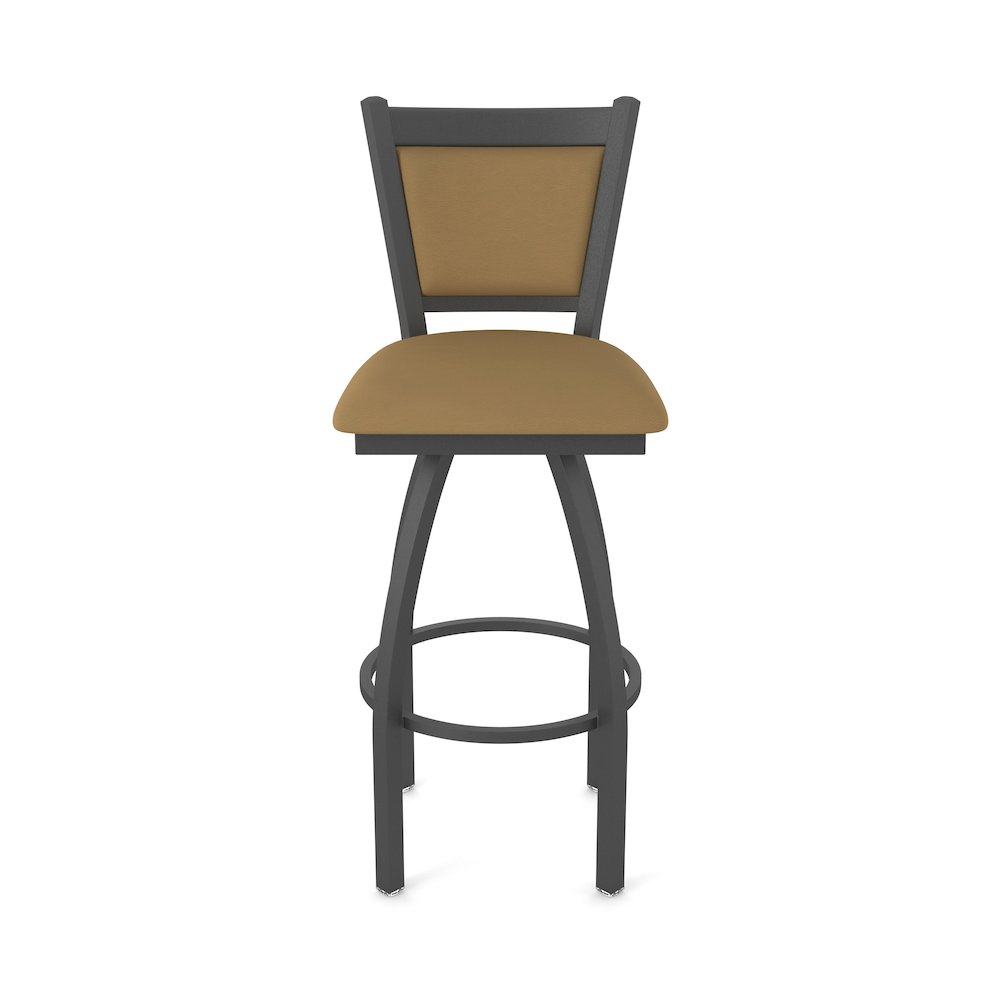 Swivel Counter Stool with Pewter Finish and Canter Saddle Seat and Back. Picture 5