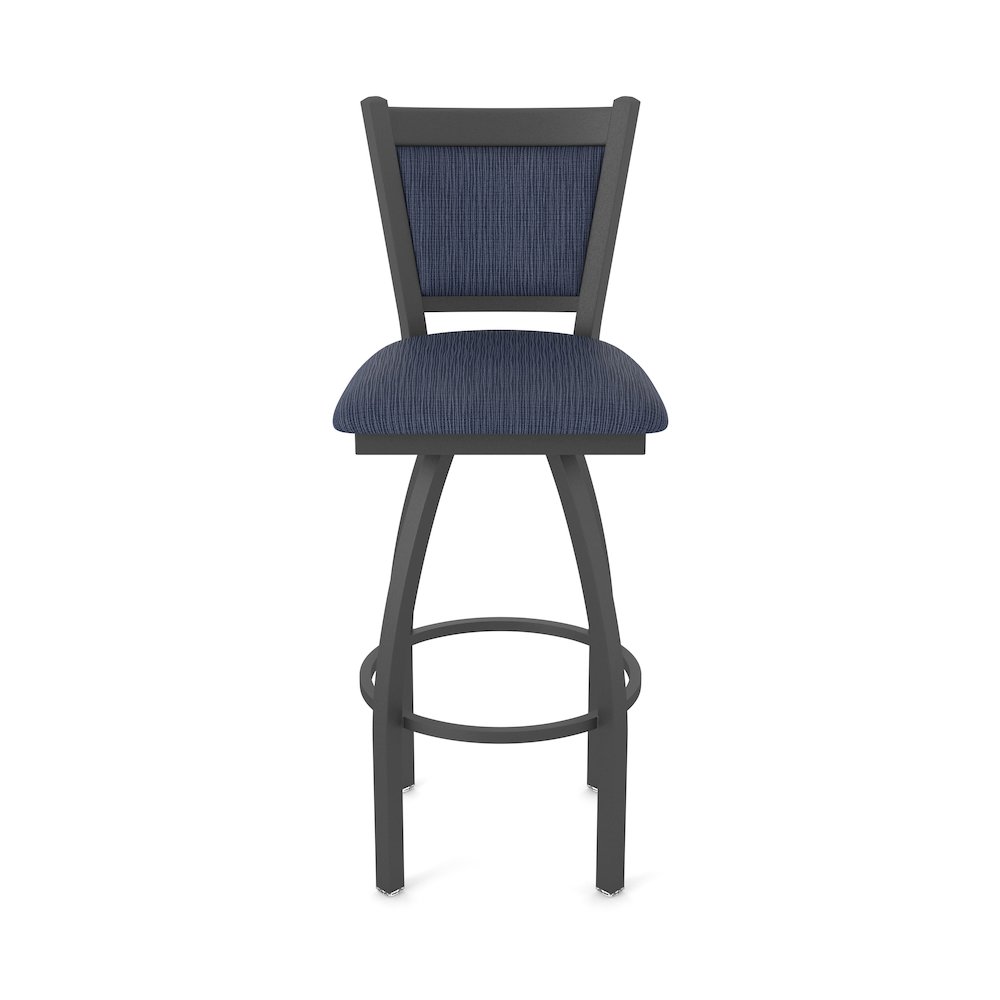 Swivel Counter Stool with Pewter Finish and Graph Anchor Seat and Back. Picture 5