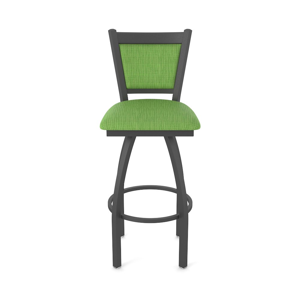 Swivel Counter Stool with Pewter Finish and Graph Parrot Seat and Back. Picture 5