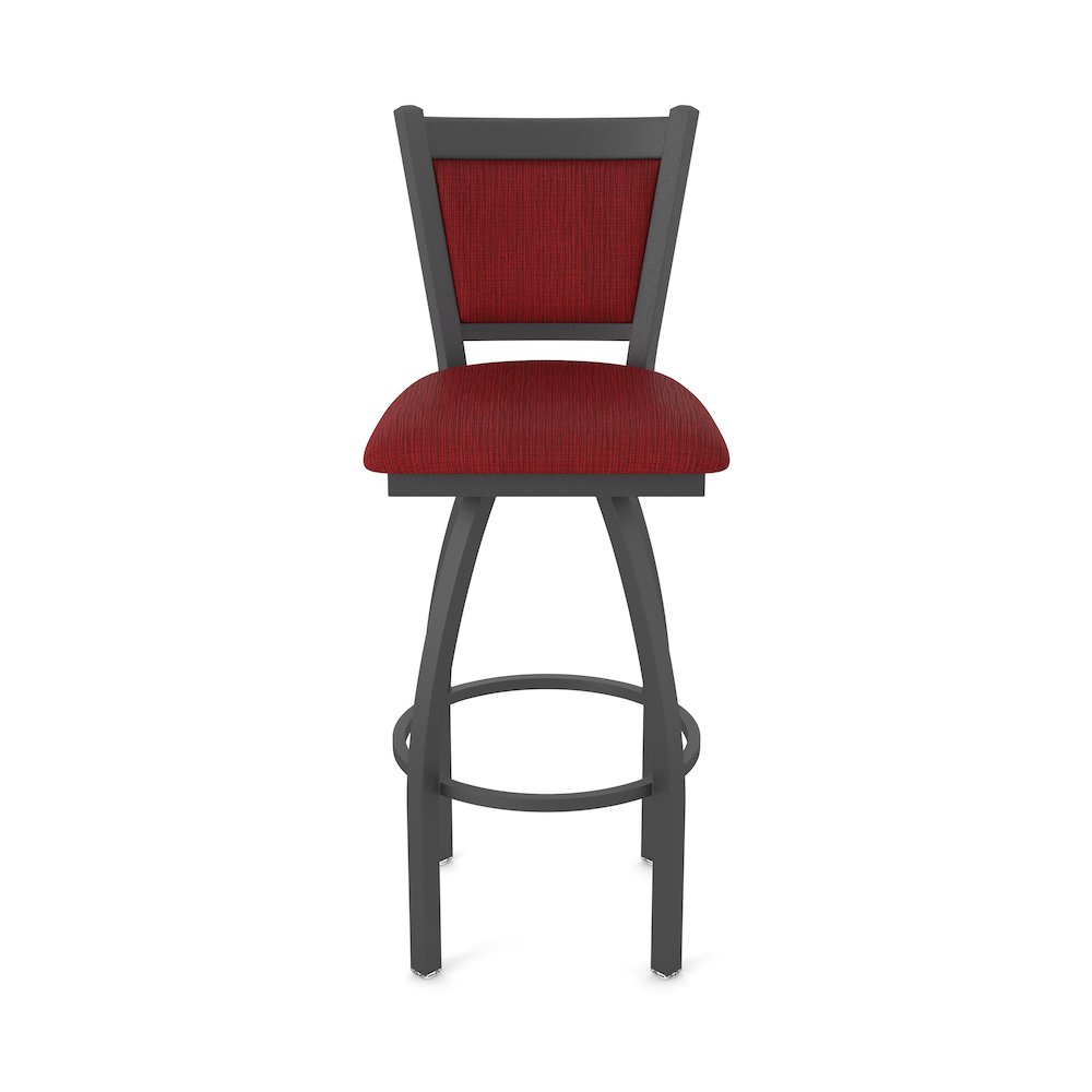 Swivel Counter Stool with Pewter Finish and Graph Ruby Seat and Back. Picture 5