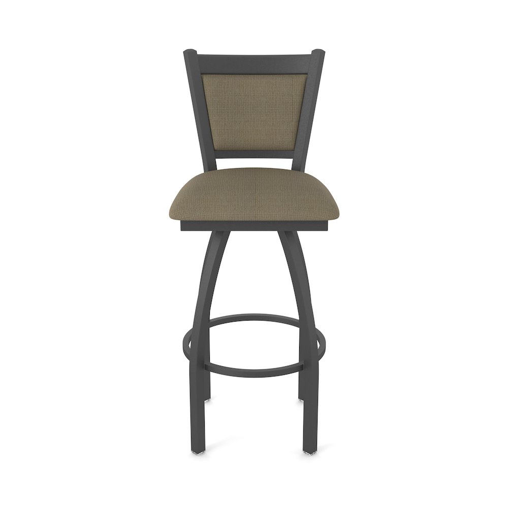 Swivel Counter Stool with Pewter Finish and Graph Cork Seat and Back. Picture 5