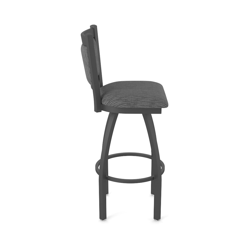 Swivel Counter Stool with Pewter Finish and Graph Coal Seat and Back. Picture 4