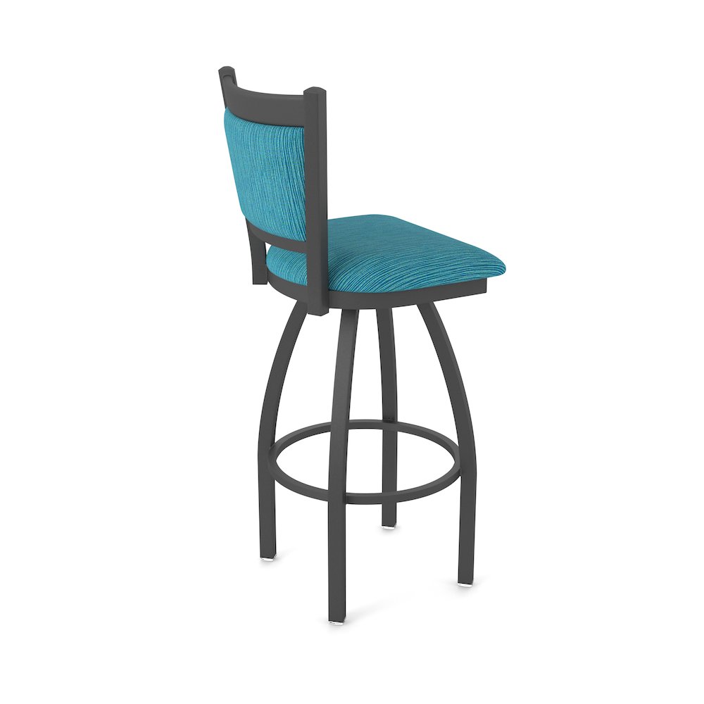 Swivel Counter Stool with Pewter Finish and Graph Tidal Seat and Back. Picture 2