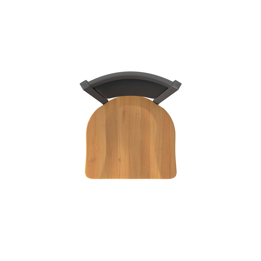 Swivel Counter Stool with Pewter Finish and Medium Maple Seat and Black Vinyl. Picture 3