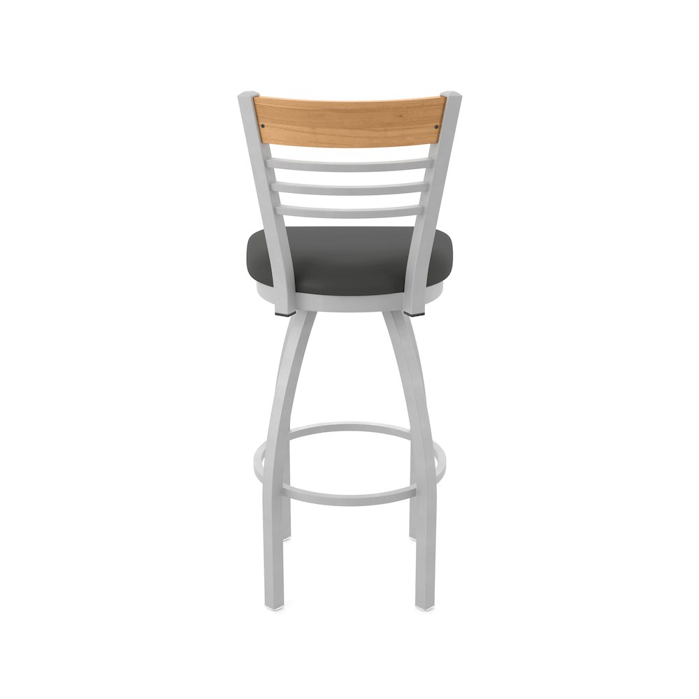 25" Swivel Counter Stool, Anodized Nickel Finish, Medium Back, Canter Iron Seat. Picture 6
