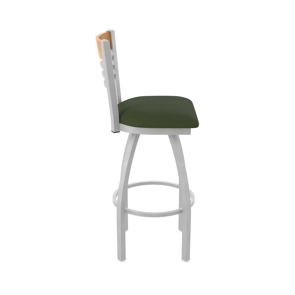 25" Swivel Counter Stool, Anodized Nickel Finish, Medium Back, Canter Pine Seat. Picture 4