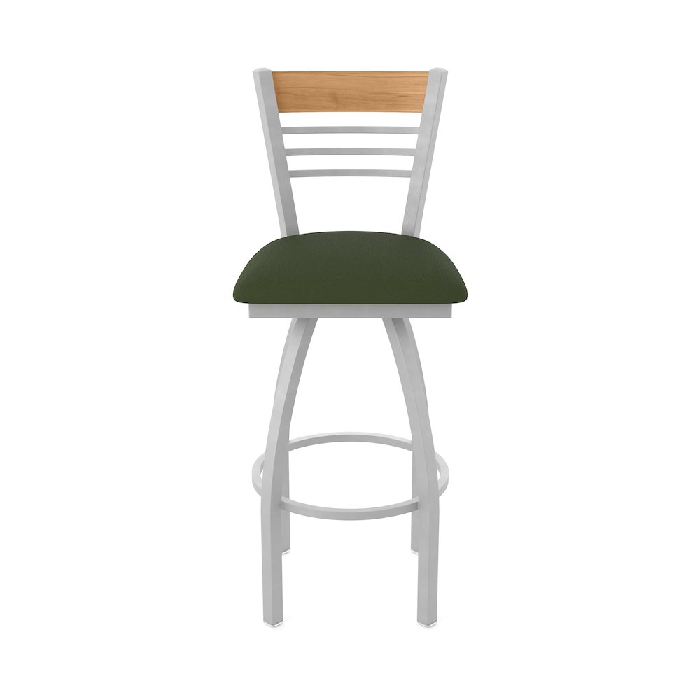 25" Swivel Counter Stool, Anodized Nickel Finish, Medium Back, Canter Pine Seat. Picture 5
