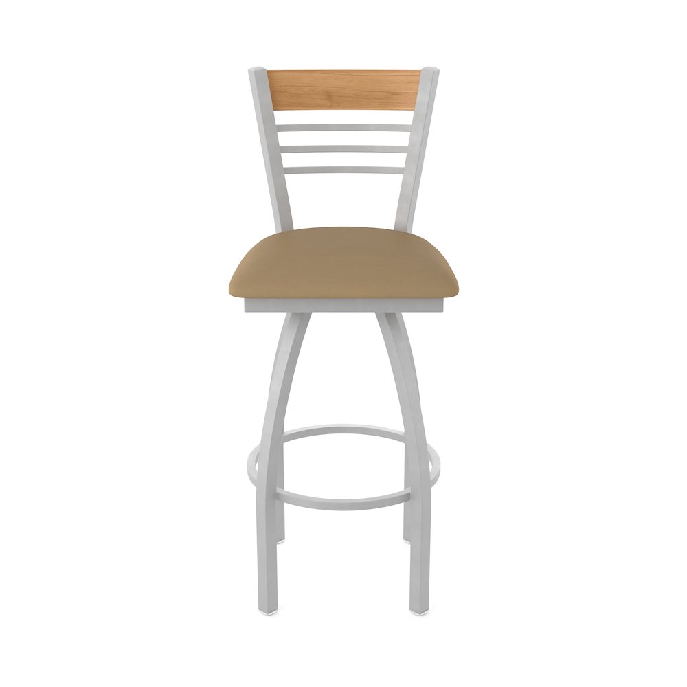 25" Swivel Counter Stool, Anodized Nickel Finish, Medium Back, Canter Sand Seat. Picture 5