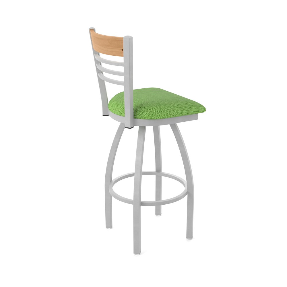 25" Swivel Counter Stool, Anodized Nickel Finish, Medium Back, Graph Parrot Seat. Picture 2