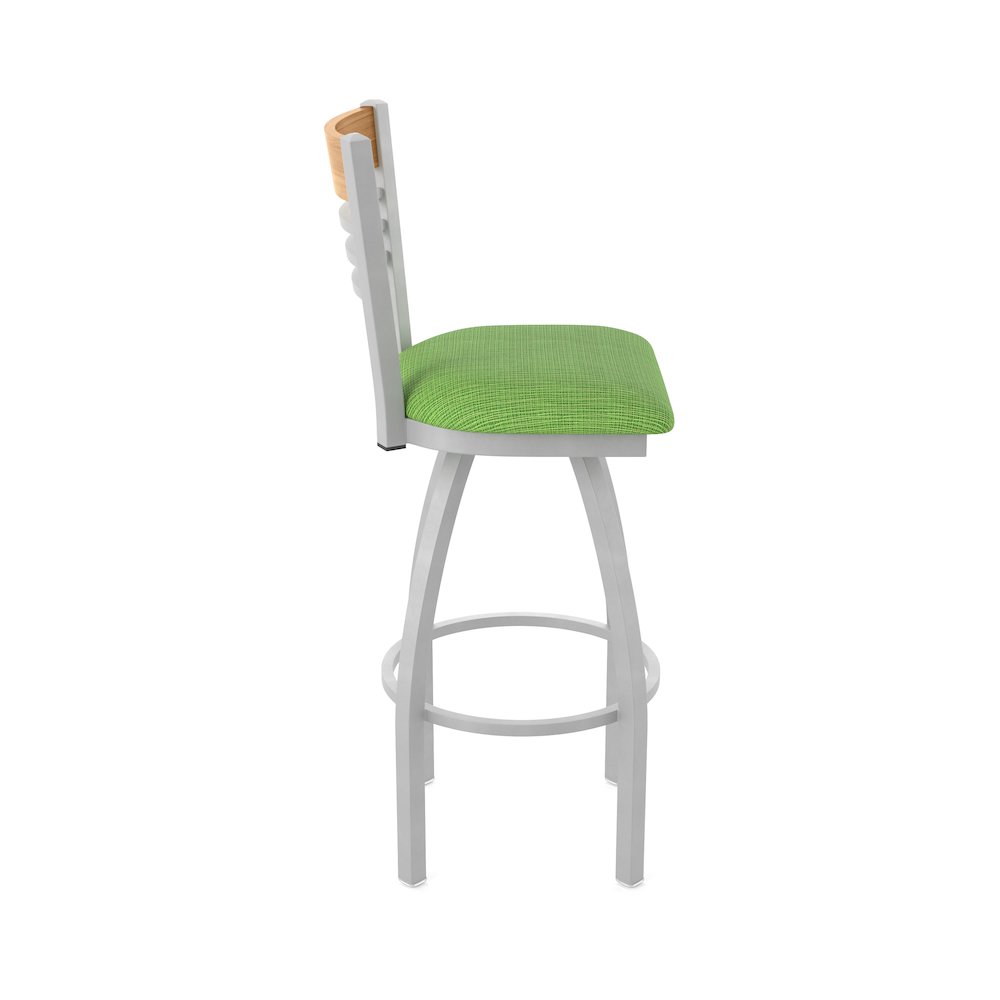 25" Swivel Counter Stool, Anodized Nickel Finish, Medium Back, Graph Parrot Seat. Picture 4