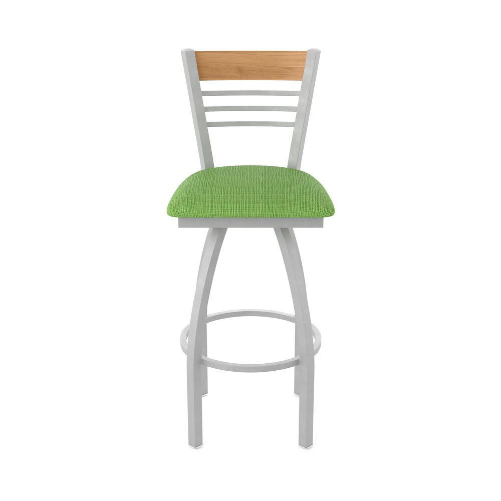 25" Swivel Counter Stool, Anodized Nickel Finish, Medium Back, Graph Parrot Seat. Picture 5