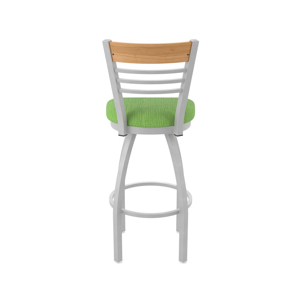 25" Swivel Counter Stool, Anodized Nickel Finish, Medium Back, Graph Parrot Seat. Picture 6