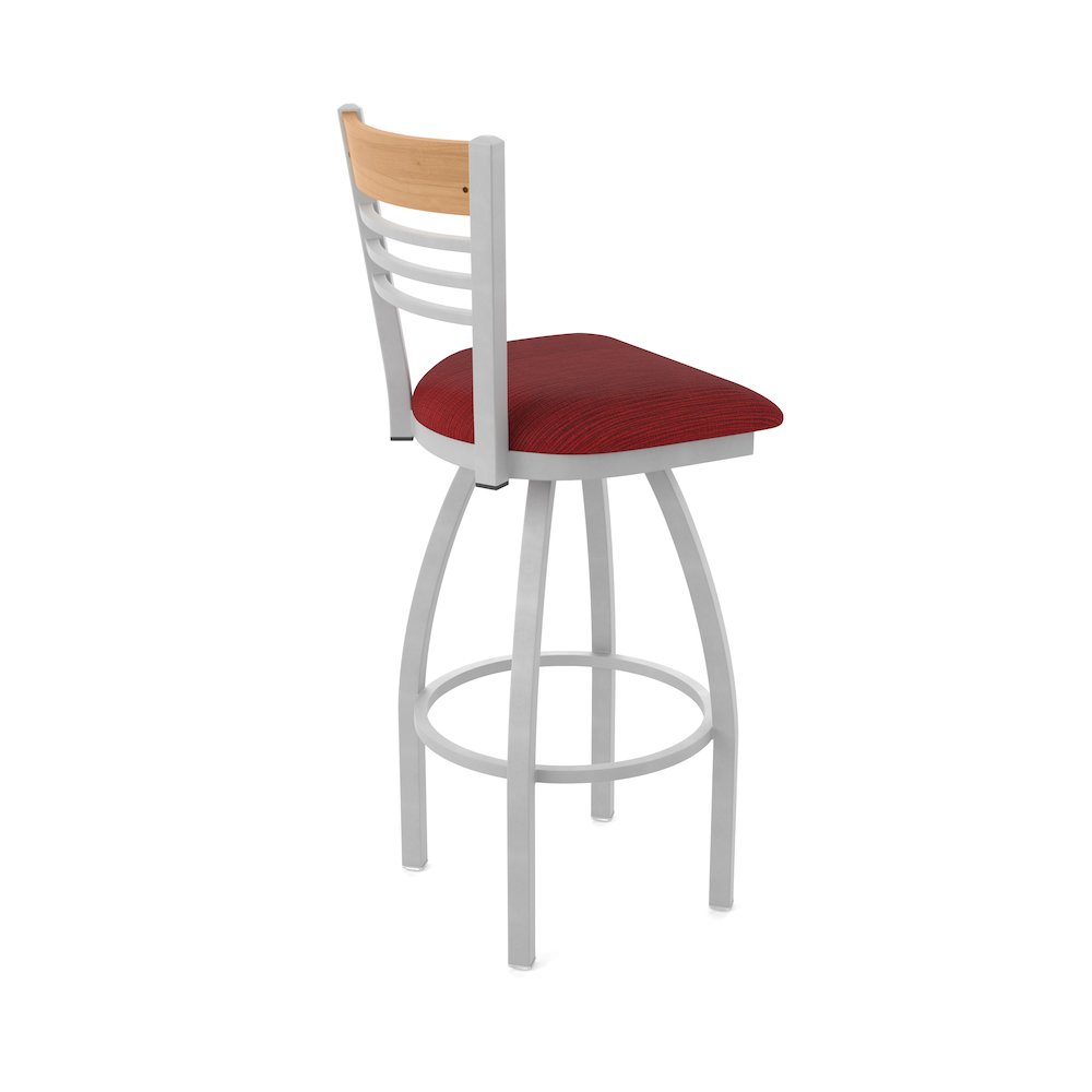 25" Swivel Counter Stool, Anodized Nickel Finish, Medium Back, Graph Ruby Seat. Picture 2