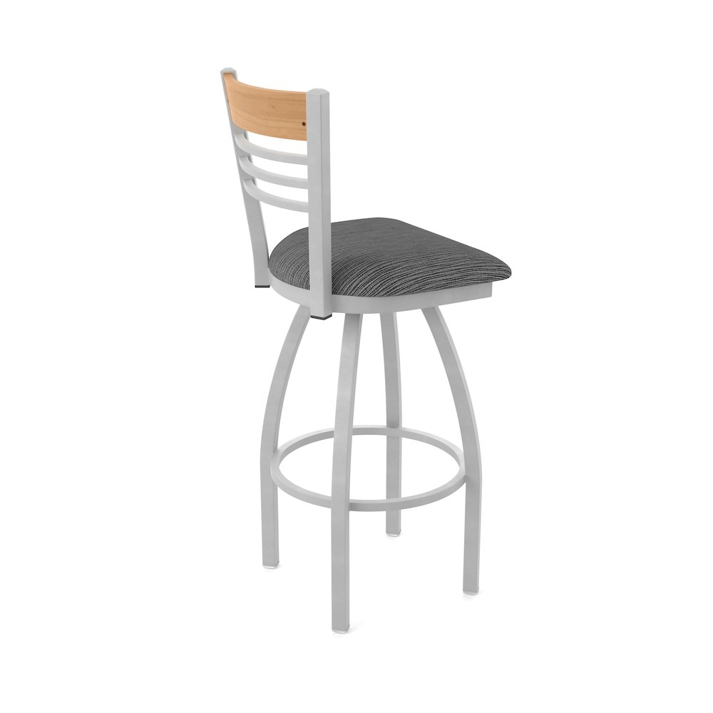 25" Swivel Counter Stool, Anodized Nickel Finish, Medium Back, Graph Coal Seat. Picture 2