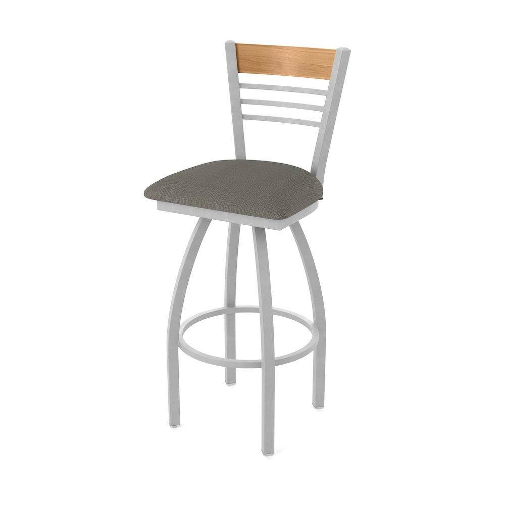 25" Swivel Counter Stool, Anodized Nickel Finish, Medium Back. Picture 1