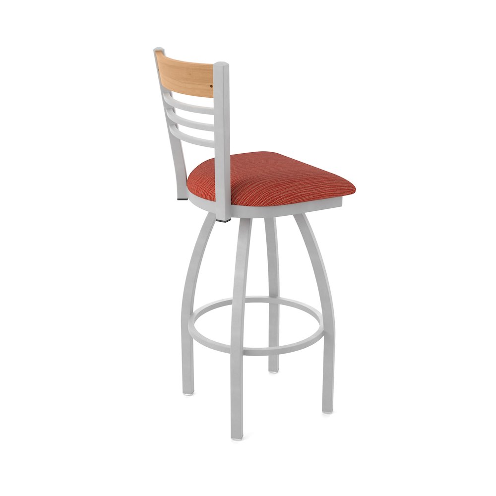 25" Swivel Counter Stool, Anodized Nickel Finish, Medium Back, Graph Poppy Seat. Picture 2