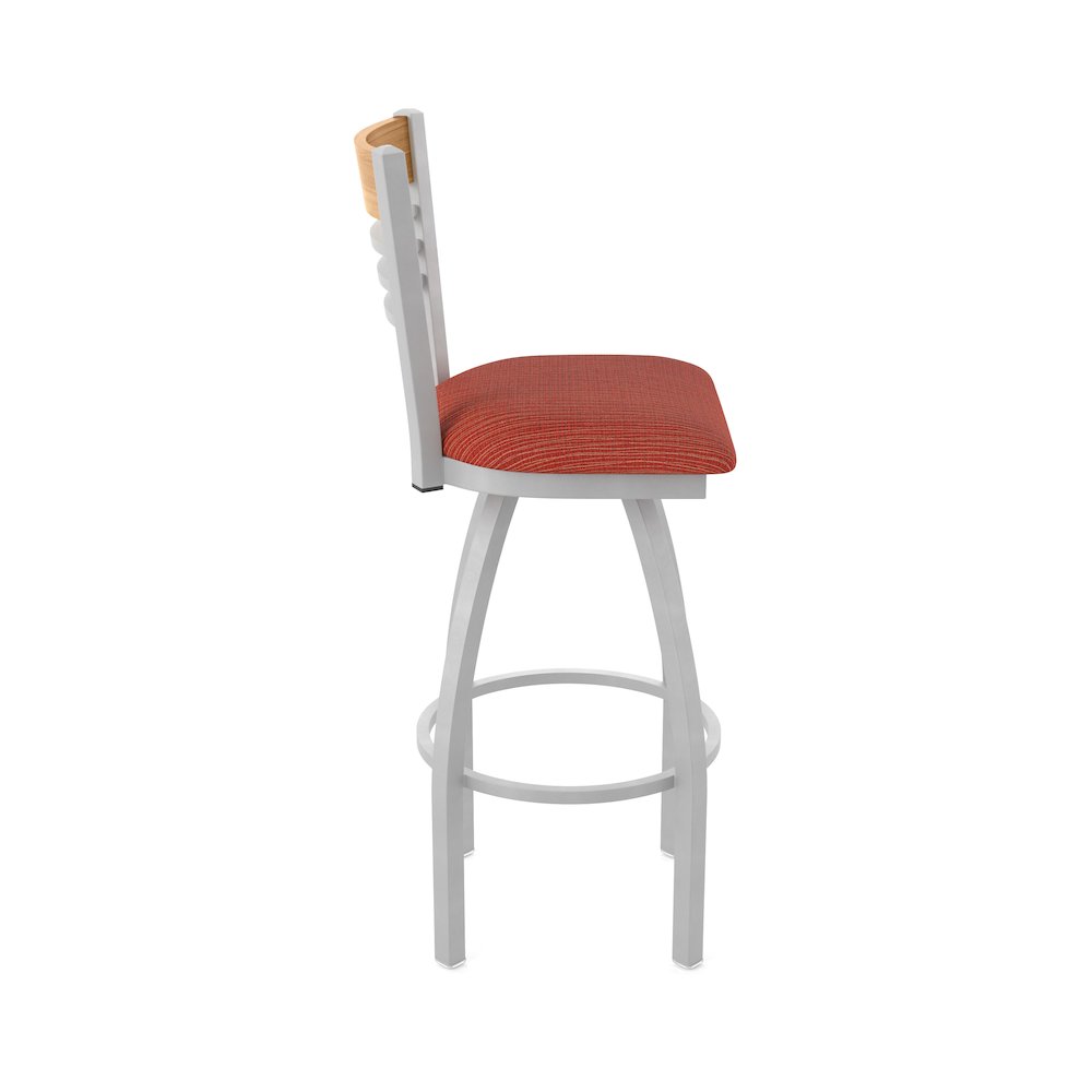 25" Swivel Counter Stool, Anodized Nickel Finish, Medium Back, Graph Poppy Seat. Picture 4