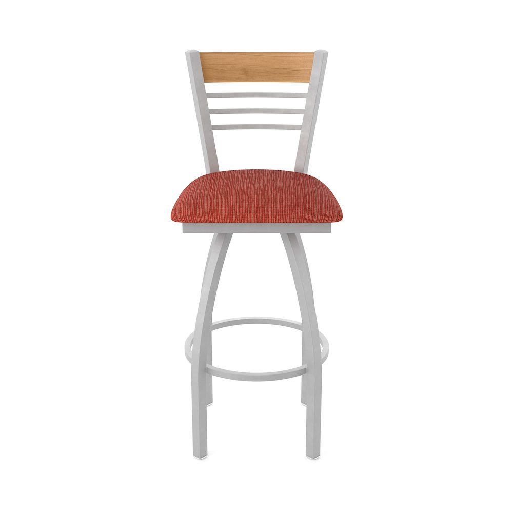 25" Swivel Counter Stool, Anodized Nickel Finish, Medium Back, Graph Poppy Seat. Picture 5