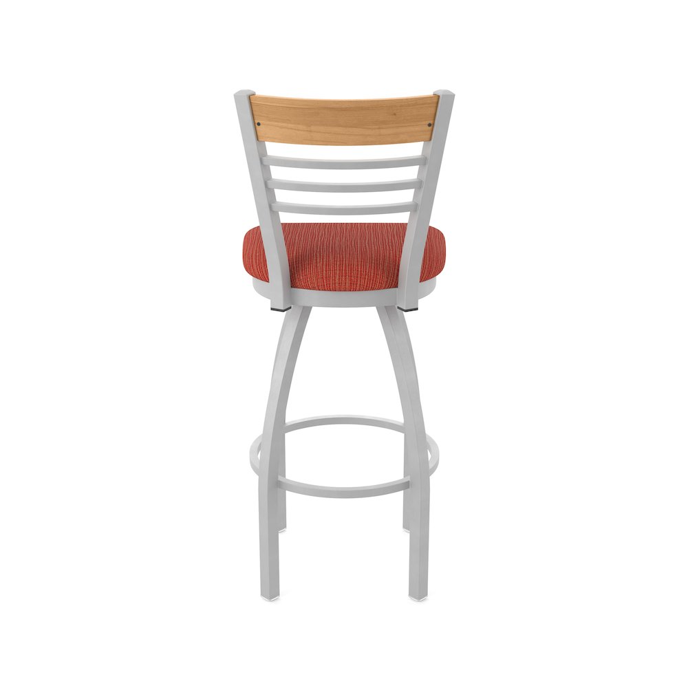 25" Swivel Counter Stool, Anodized Nickel Finish, Medium Back, Graph Poppy Seat. Picture 6