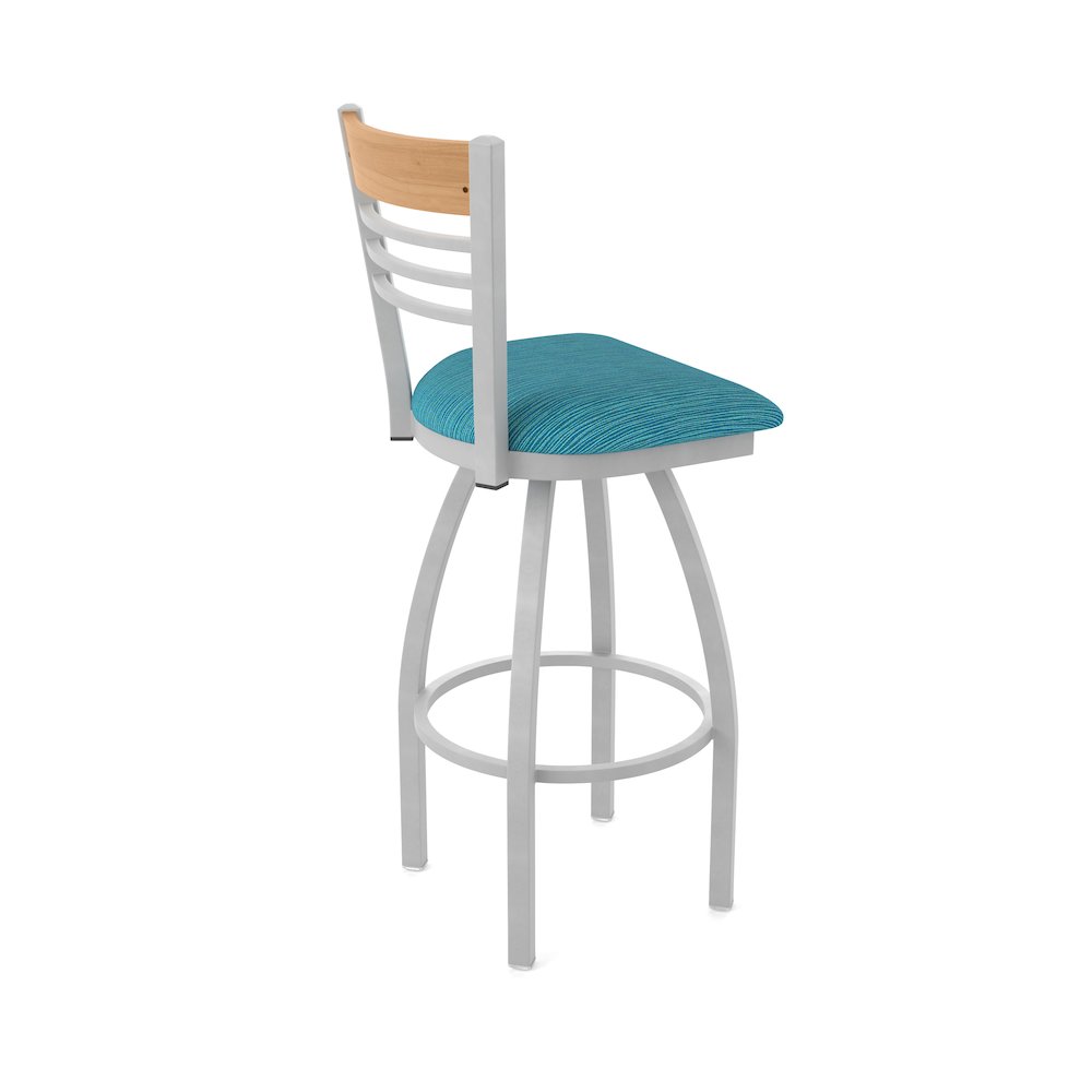 25" Swivel Counter Stool, Anodized Nickel Finish, Medium Back, Graph Tidal Seat. Picture 2