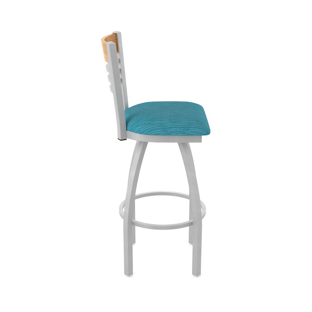 25" Swivel Counter Stool, Anodized Nickel Finish, Medium Back, Graph Tidal Seat. Picture 4