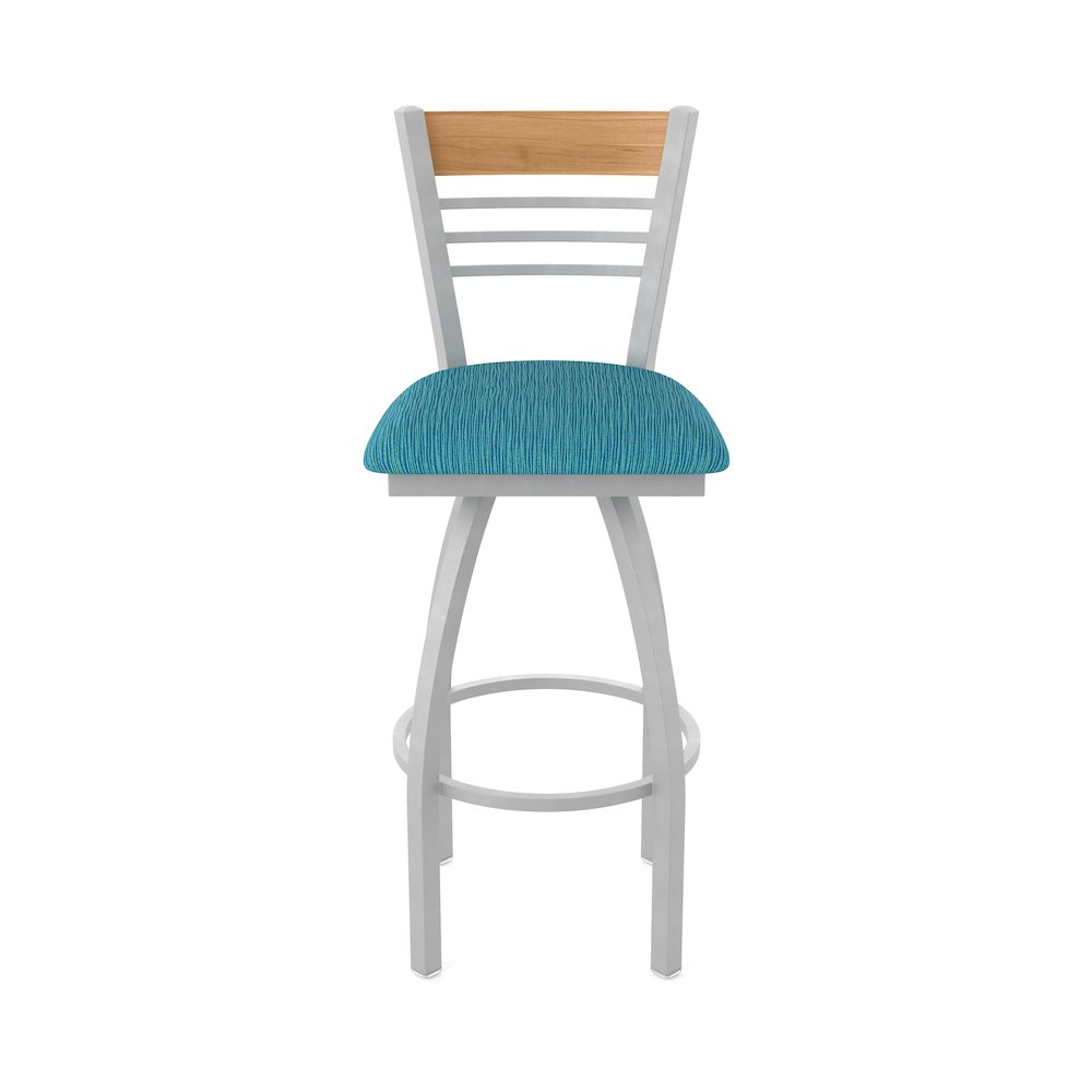 25" Swivel Counter Stool, Anodized Nickel Finish, Medium Back, Graph Tidal Seat. Picture 5