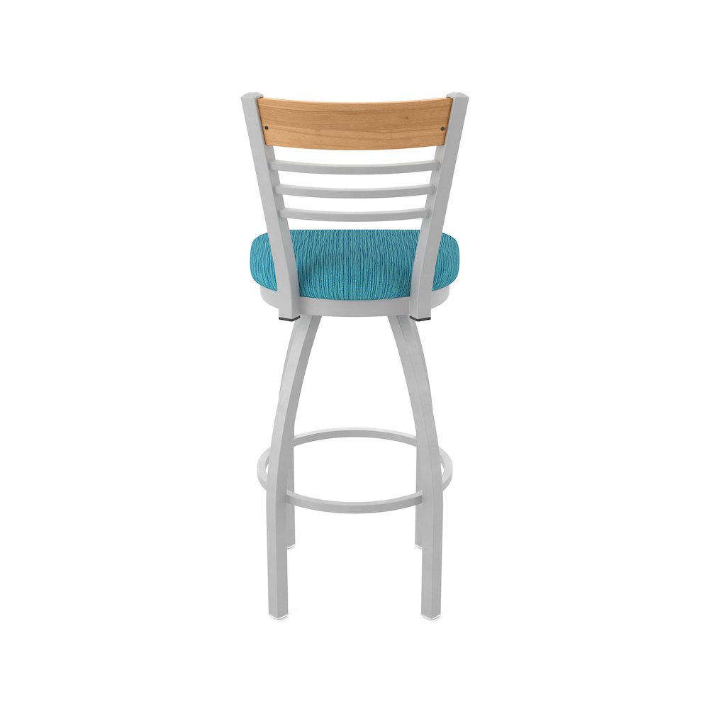 25" Swivel Counter Stool, Anodized Nickel Finish, Medium Back, Graph Tidal Seat. Picture 6