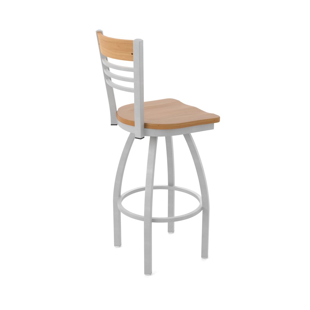 25" Swivel Counter Stool, Anodized Nickel Finish, Medium Back, Medium Maple Seat. Picture 2