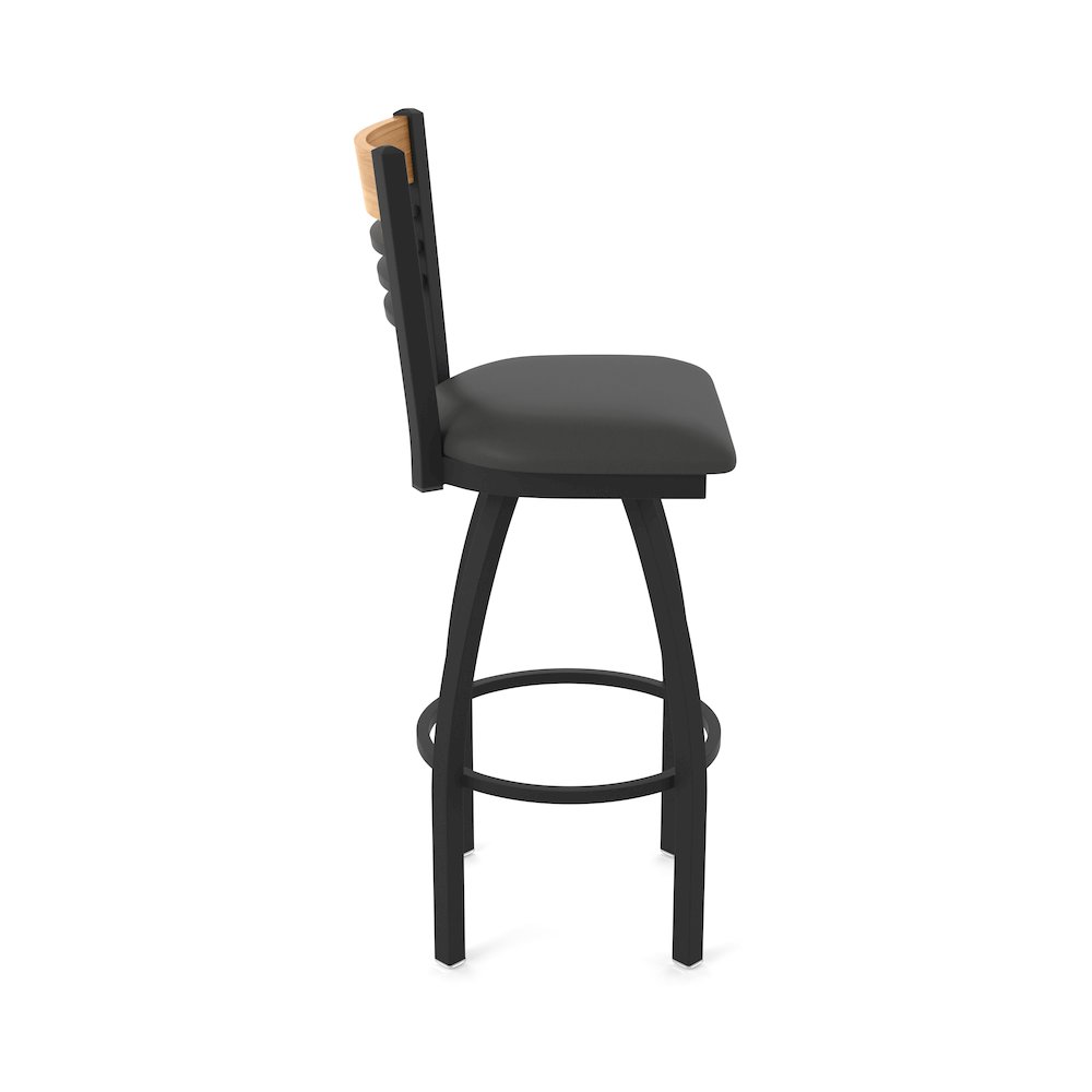 25" Swivel Counter Stool, Black Wrinkle Finish, Medium Back, Canter Iron Seat. Picture 4