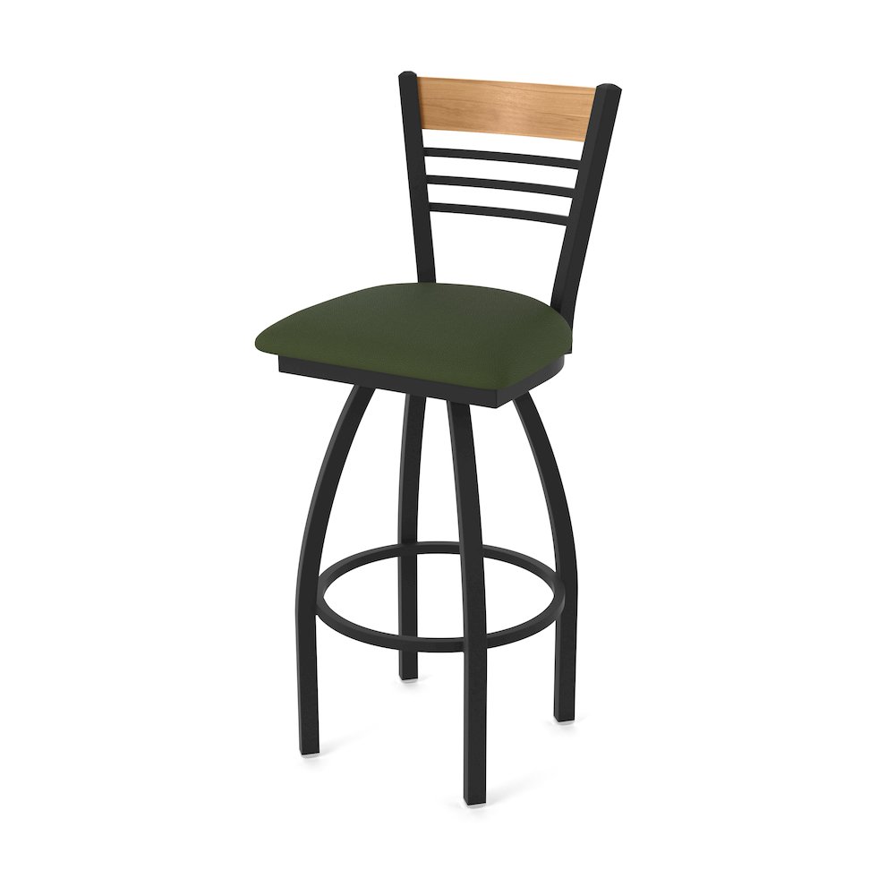 25" Swivel Counter Stool, Black Wrinkle Finish, Medium Back, Canter Pine Seat. Picture 1
