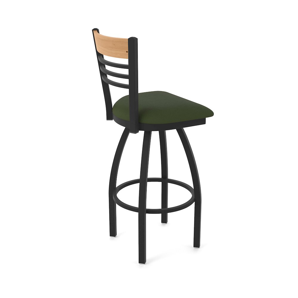 25" Swivel Counter Stool, Black Wrinkle Finish, Medium Back, Canter Pine Seat. Picture 2