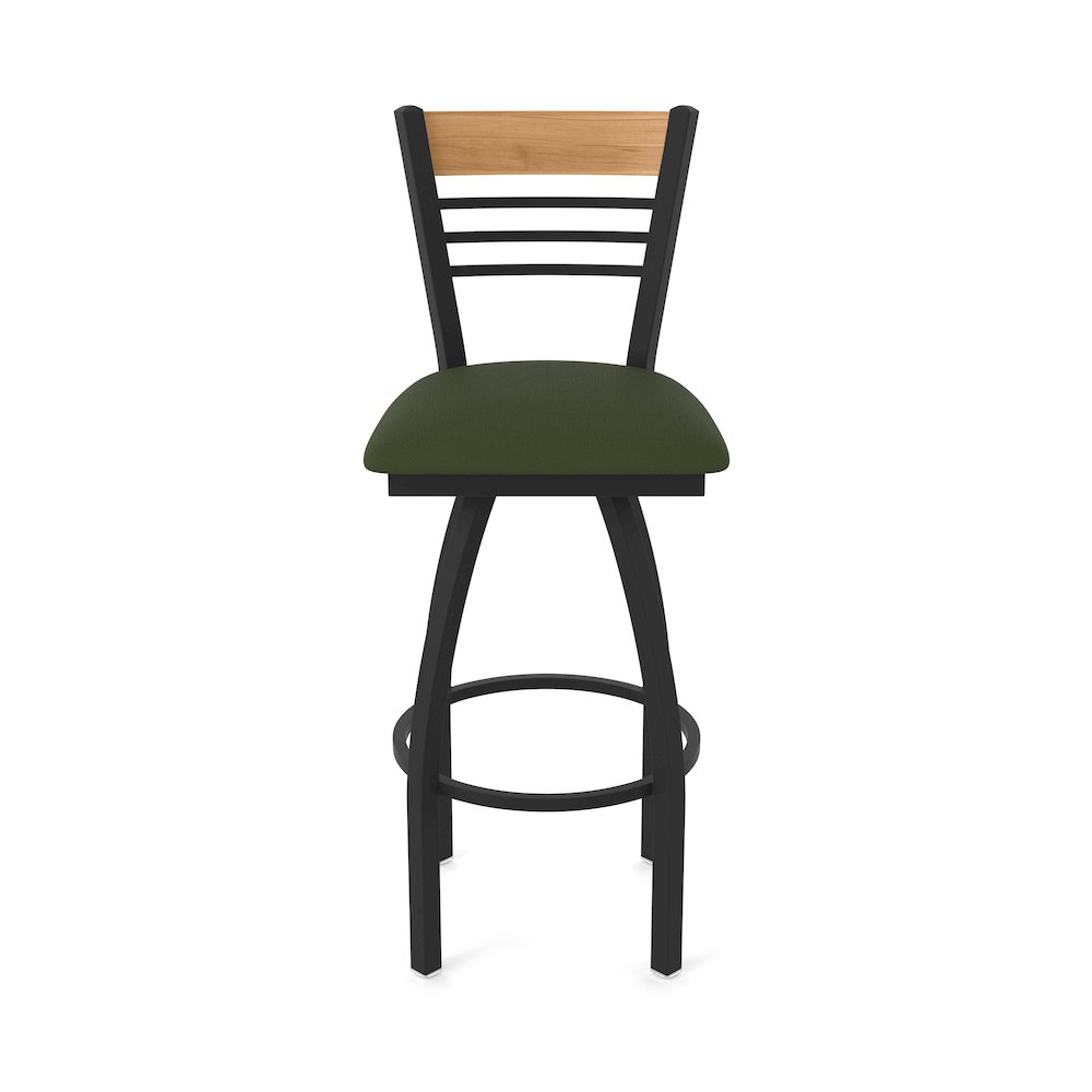 25" Swivel Counter Stool, Black Wrinkle Finish, Medium Back, Canter Pine Seat. Picture 5