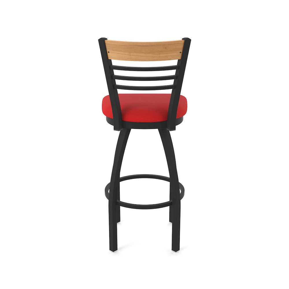 25" Swivel Counter Stool, Black Wrinkle Finish, Medium Back, Canter Red Seat. Picture 6