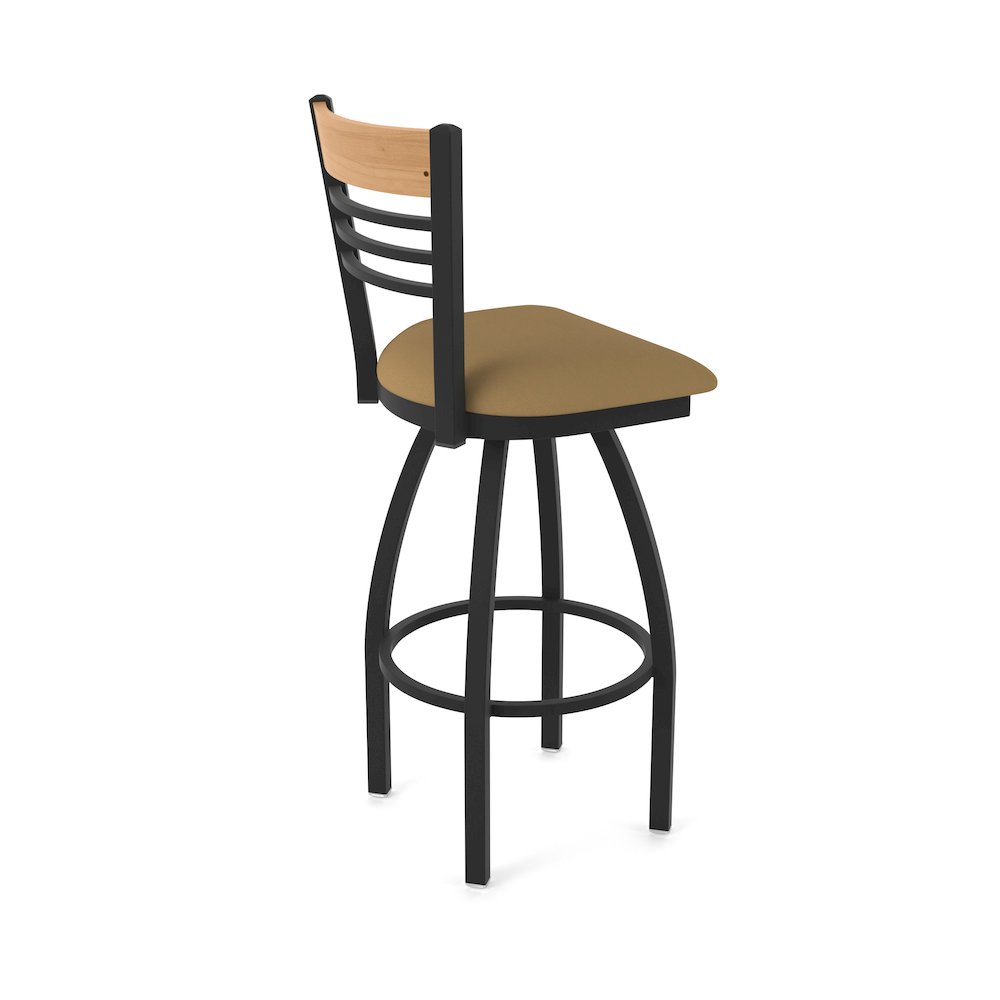 25" Swivel Counter Stool, Black Wrinkle Finish, Medium Back, Canter Saddle Seat. Picture 2