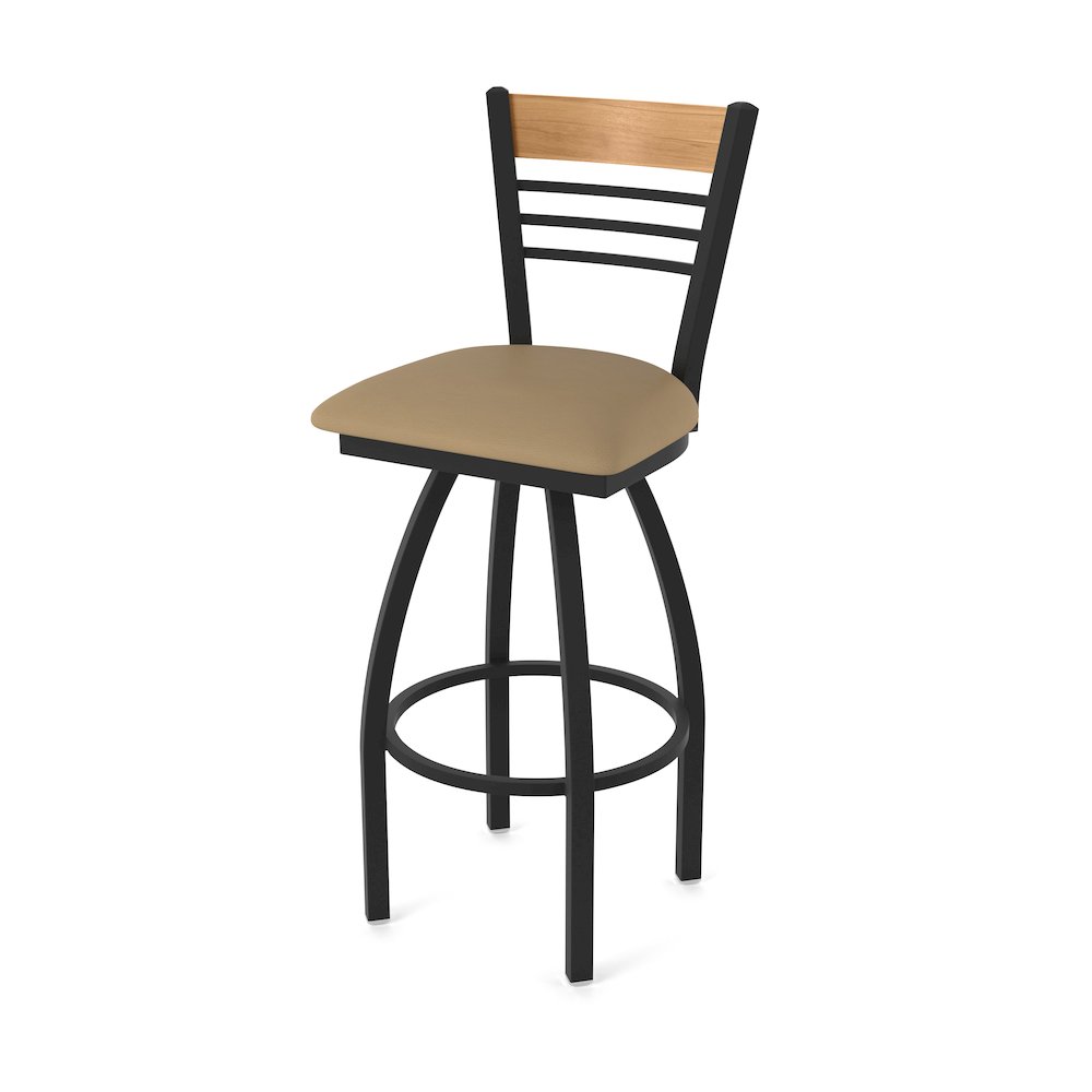 25" Swivel Counter Stool, Black Wrinkle Finish, Medium Back, Canter Sand Seat. Picture 1