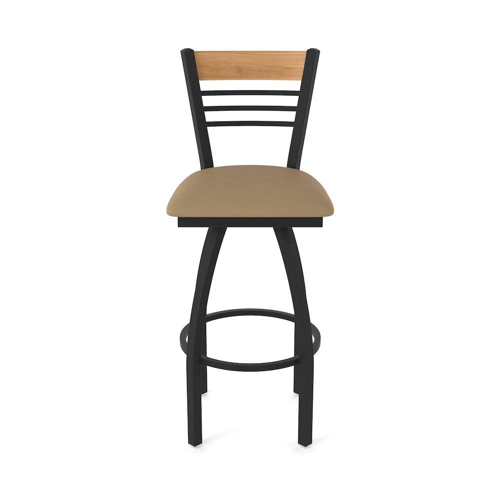 25" Swivel Counter Stool, Black Wrinkle Finish, Medium Back, Canter Sand Seat. Picture 5