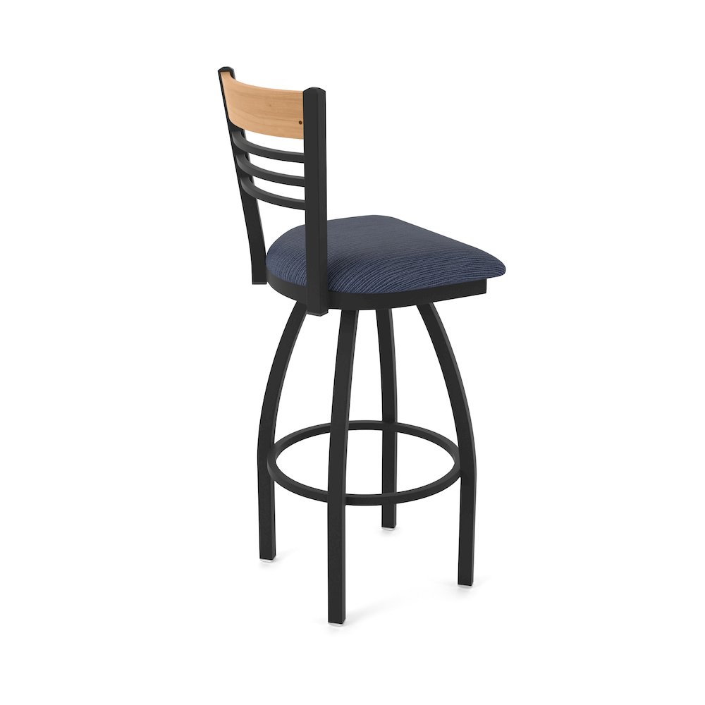 25" Swivel Counter Stool, Black Wrinkle Finish, Medium Back, Graph Anchor Seat. Picture 2
