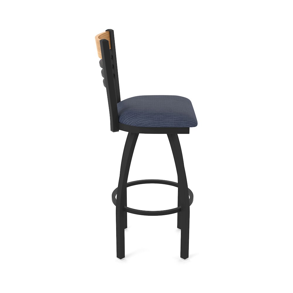 25" Swivel Counter Stool, Black Wrinkle Finish, Medium Back, Graph Anchor Seat. Picture 4