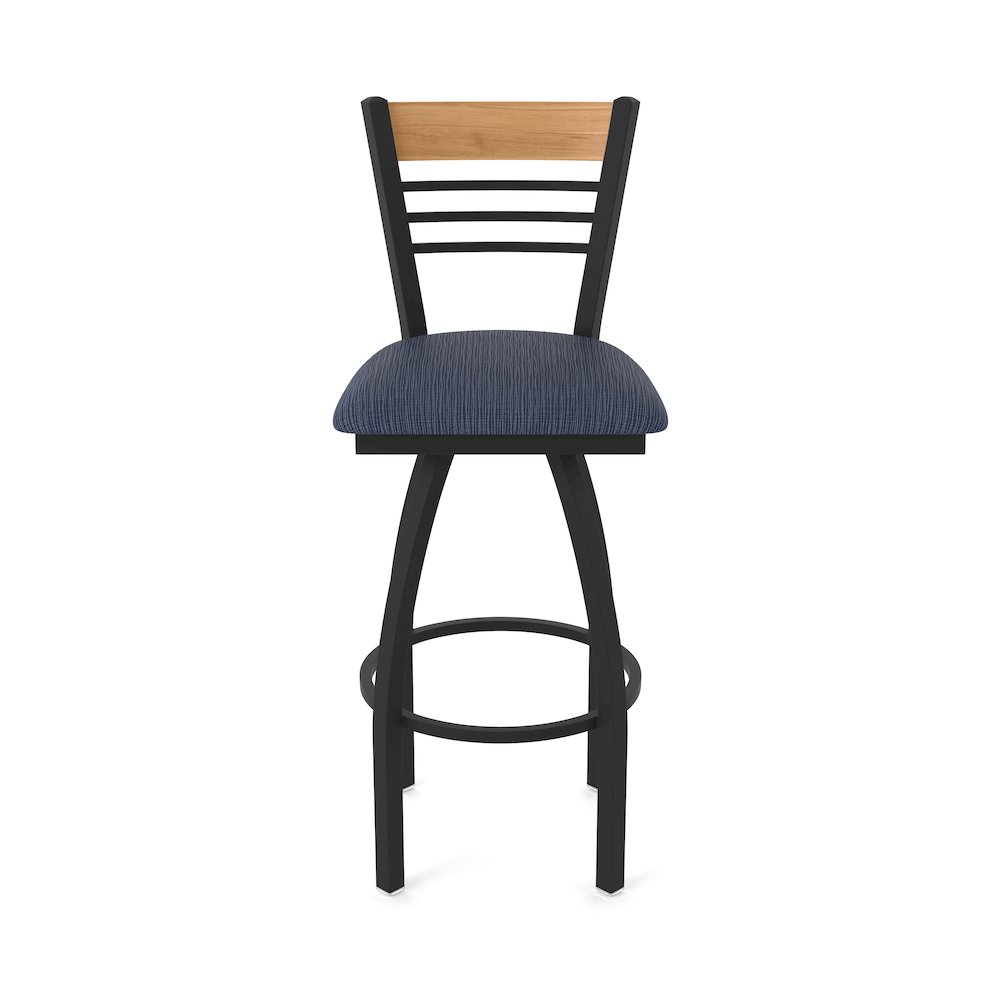 25" Swivel Counter Stool, Black Wrinkle Finish, Medium Back, Graph Anchor Seat. Picture 5
