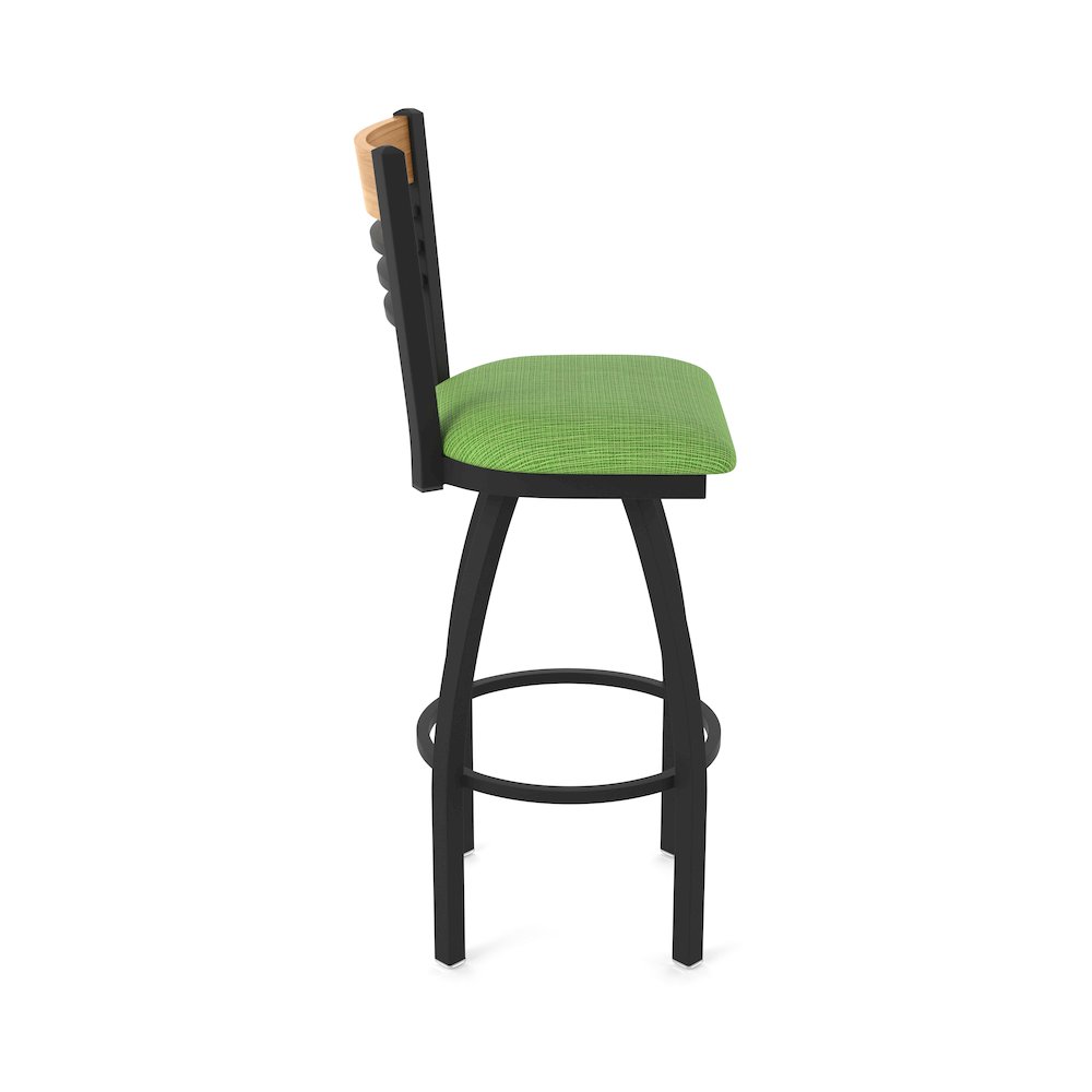 25" Swivel Counter Stool, Black Wrinkle Finish, Medium Back, Graph Parrot Seat. Picture 4