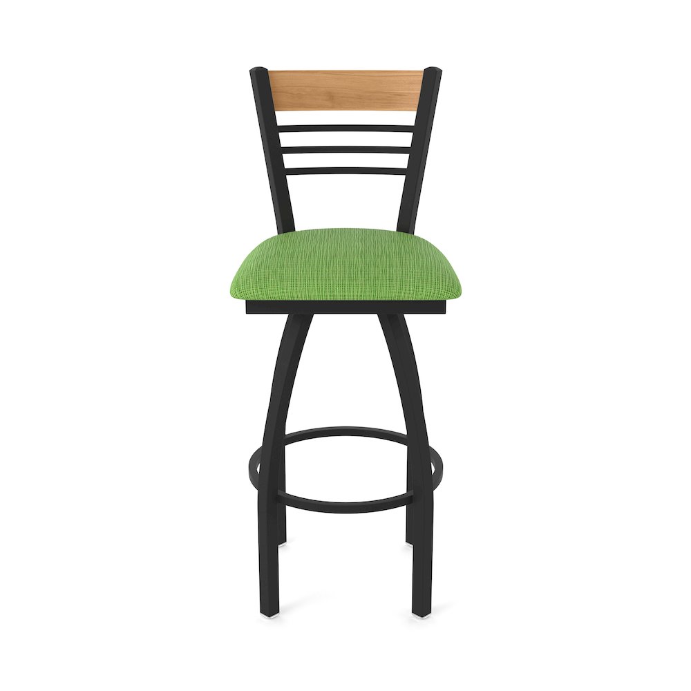 25" Swivel Counter Stool, Black Wrinkle Finish, Medium Back, Graph Parrot Seat. Picture 5