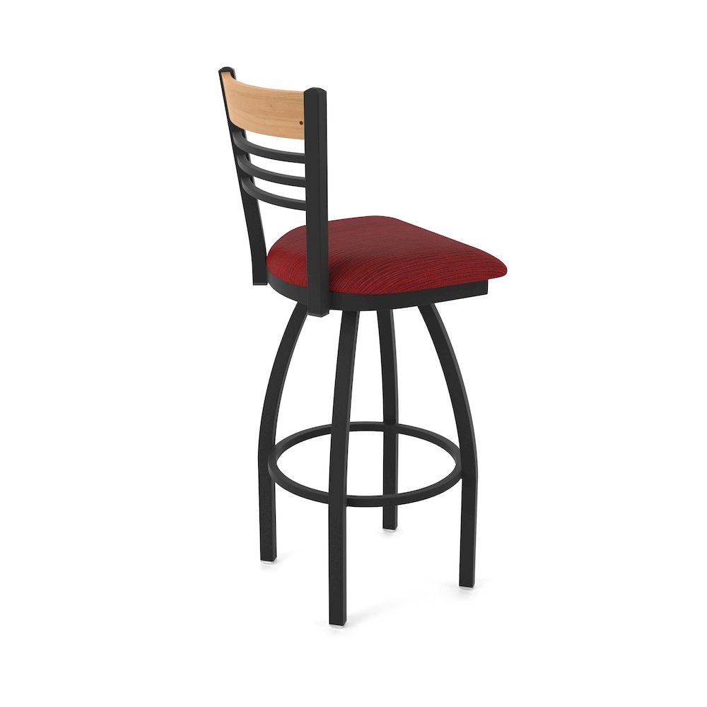 25" Swivel Counter Stool, Black Wrinkle Finish, Medium Back, Graph Ruby Seat. Picture 2