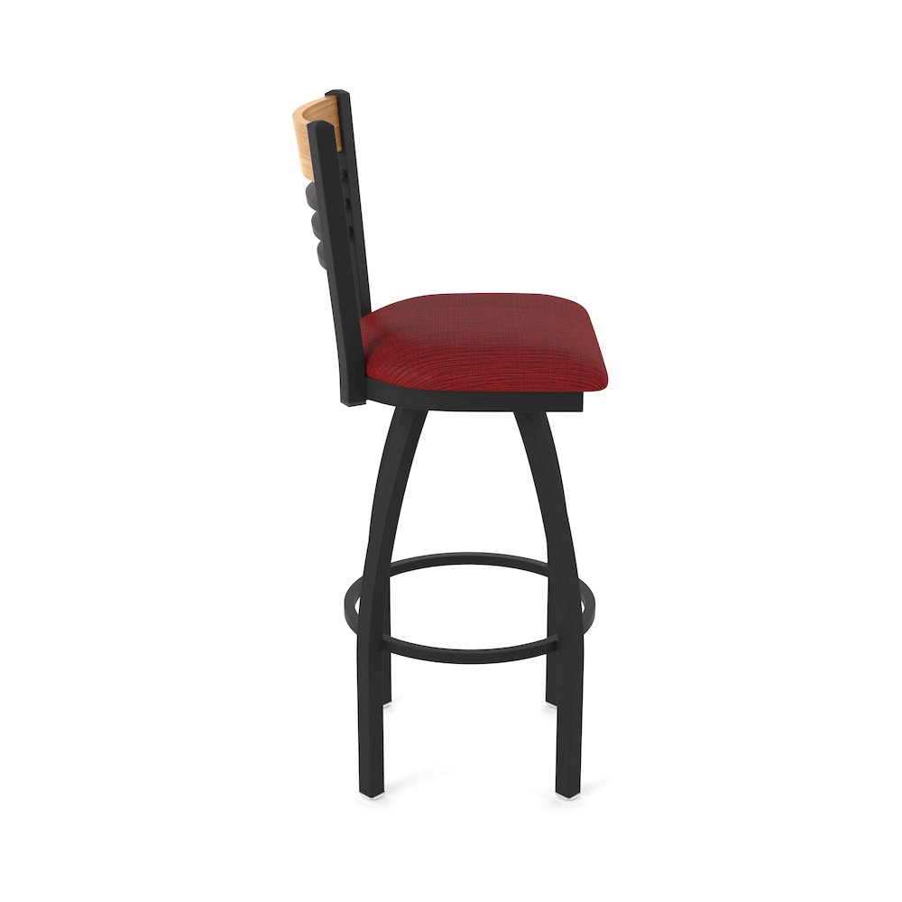 25" Swivel Counter Stool, Black Wrinkle Finish, Medium Back, Graph Ruby Seat. Picture 4