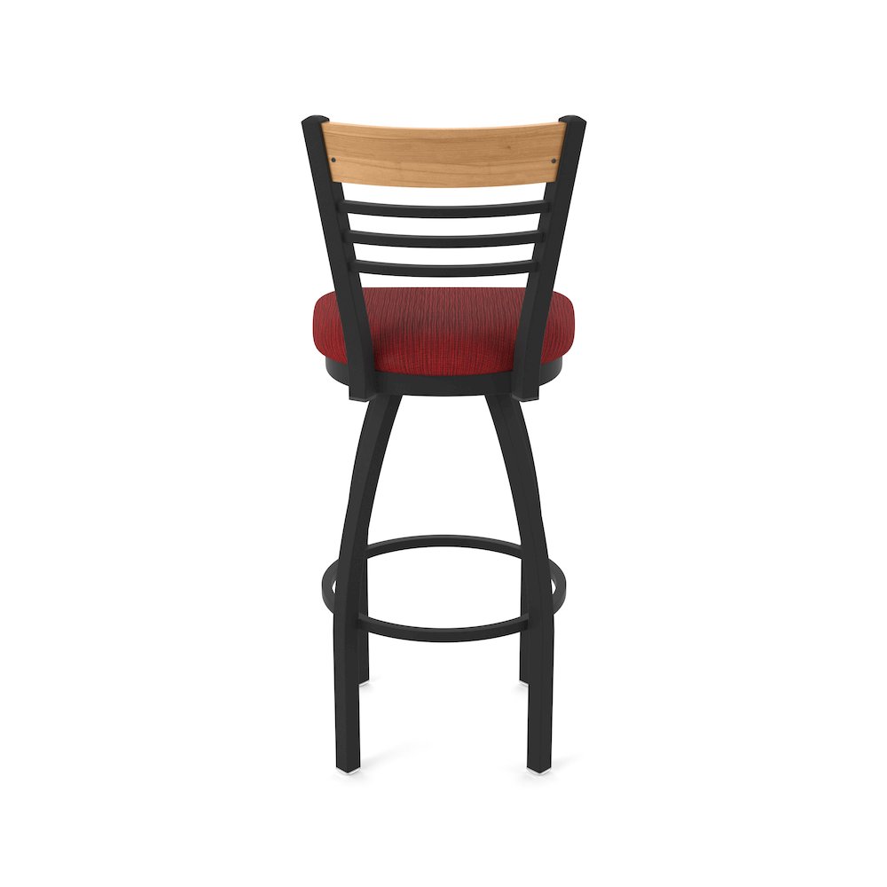 25" Swivel Counter Stool, Black Wrinkle Finish, Medium Back, Graph Ruby Seat. Picture 6