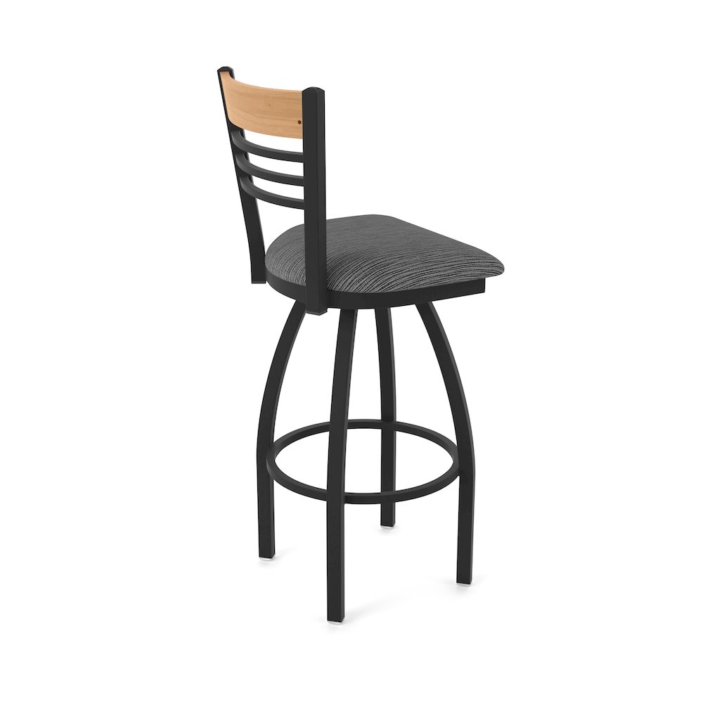 25" Swivel Counter Stool, Black Wrinkle Finish, Medium Back, Graph Coal Seat. Picture 2