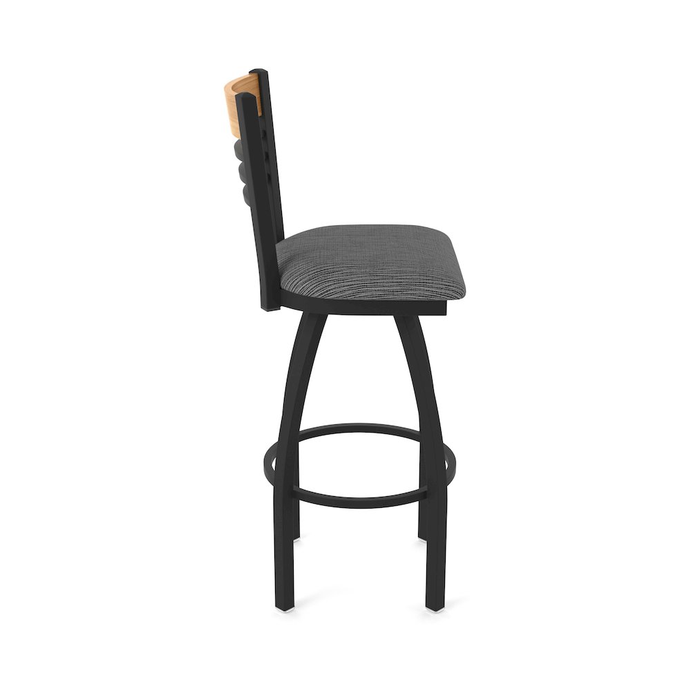 25" Swivel Counter Stool, Black Wrinkle Finish, Medium Back, Graph Coal Seat. Picture 4