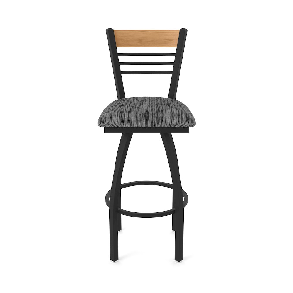 25" Swivel Counter Stool, Black Wrinkle Finish, Medium Back, Graph Coal Seat. Picture 5
