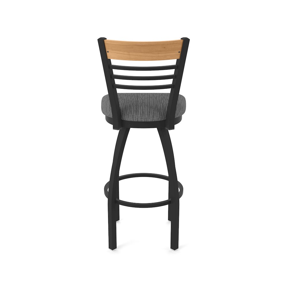 25" Swivel Counter Stool, Black Wrinkle Finish, Medium Back, Graph Coal Seat. Picture 6