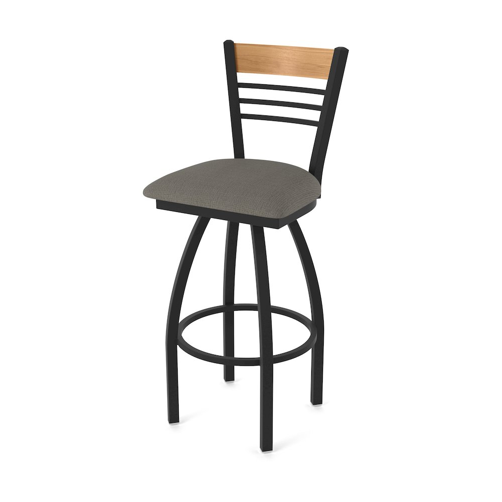 25" Swivel Counter Stool, Black Wrinkle Finish, Medium Back, Graph Chalice Seat. Picture 1